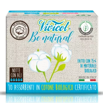 Absorbante de noapte din bumbac bio - 5 picaturi (10 bucati), Vivicot