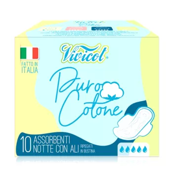 Absorbante de noapte extra lungi din bumbac bio hipoalergenic - 5 picaturi (10 bucati), Vivicot