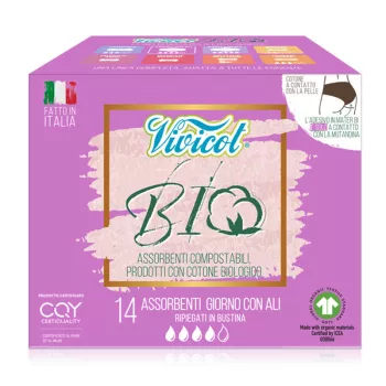 Absorbante de zi din bumbac bio hipoalergenic compostabil (14 bucati), Vivicot