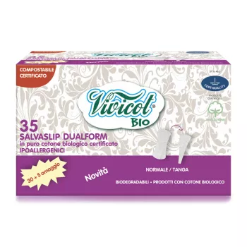 Protej slip din bumbac bio hipoalergenic compostabil - dual form (35 bucati), Vivicot