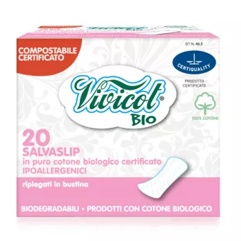 Protej slip din bumbac bio hipoalergenic compostabil - normal (20 bucati), Vivicot