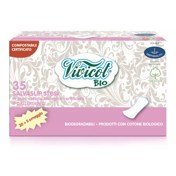 Protej slip din bumbac bio hipoalergenic compostabil - normal (35 bucati), Vivicot Protej slip din bumbac bio hipoalergenic compostabil - normal (35 bucati), Vivicot