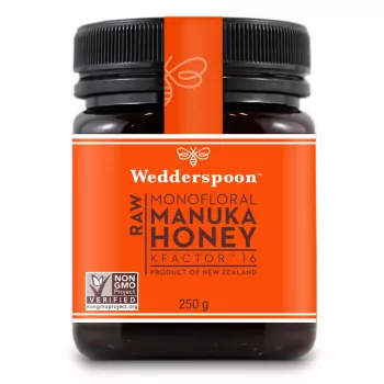 Miere de Manuka KFactor 16 RAW (250 grame), Wedderspoon Miere de Manuka KFactor 16 RAW (250 grame), Wedderspoon