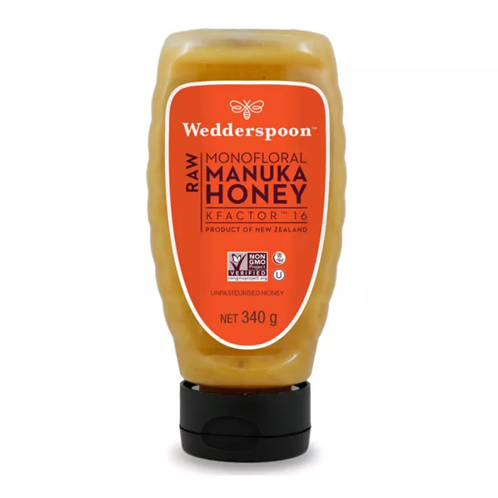 Miere de Manuka KFactor 16 RAW - Squeezy (340 grame), Wedderspoon Miere de Manuka KFactor 16 RAW - Squeezy (340 grame), Wedderspoon