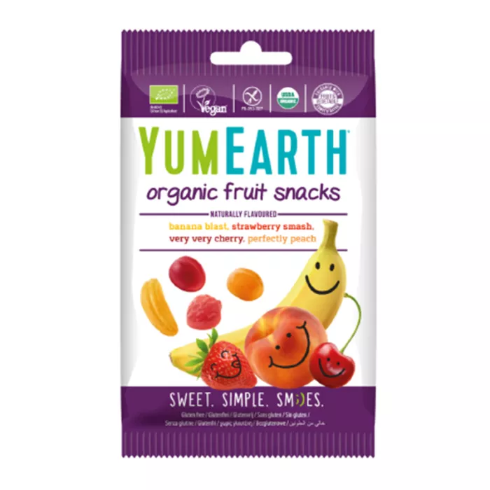 Jeleuri cu aroma fructe, fara gluten, vegan, BIO (50 grame), YumEarth Jeleuri cu aroma fructe, fara gluten, vegan, BIO (50 grame), YumEarth