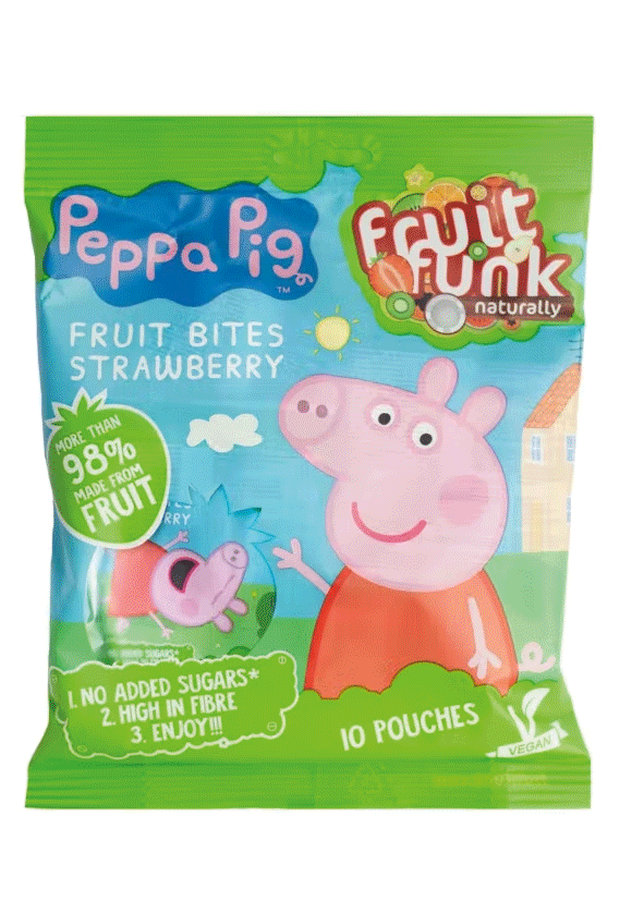 Gustare de fructe cu capsuni, Peppa Pig, vegan, fara zahar, 10x10g