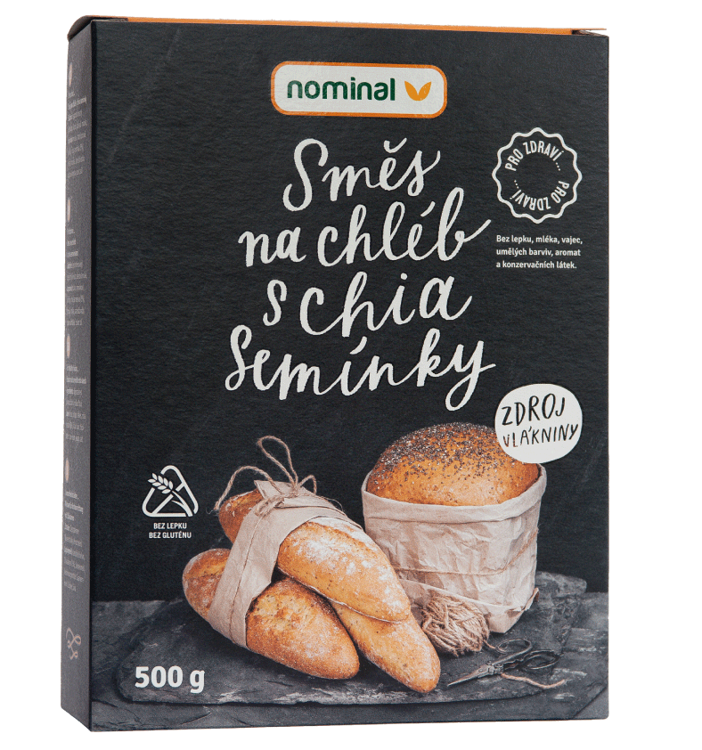 Mix pentru paine cu Seminte de Chia, fara gluten, fara lactoza, Nominal, 500 g