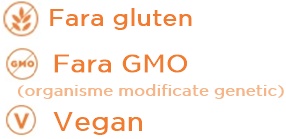 fara gluten, fara gmo, 100% vegan